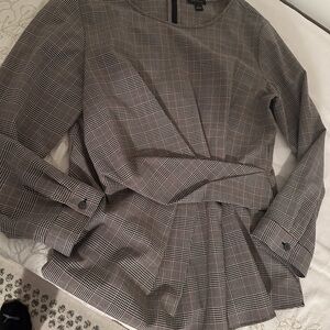 Zara Plaid Long Sleeve Blouse